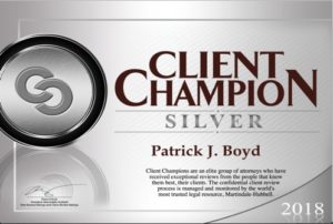 Silver Martindale-Hubbell Client Champion Award: Patrick J. Boyd - 2018